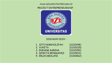 Tugas Entrepreneurship Bos Desain Poster Dan CV UBSI Karawang YouTube