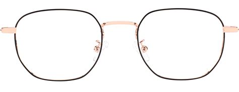 Hajna Black And Rose Gold Polygon Eyeglasses