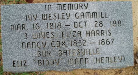 Ivy Wesley Gammill 1818 1881 Memorial Find A Grave