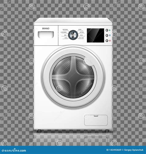 Realistic Washing Machine Isolated On Transparent Background White