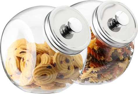 Hyperspace Glass Cookie Jars For Kitchen Counter Set Of 2 Glass Penny Jar Candy Jar