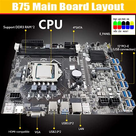 B75 Eth Minera O Placa M E Cpu Switch Cabo Sata Cabo Lga1155 12