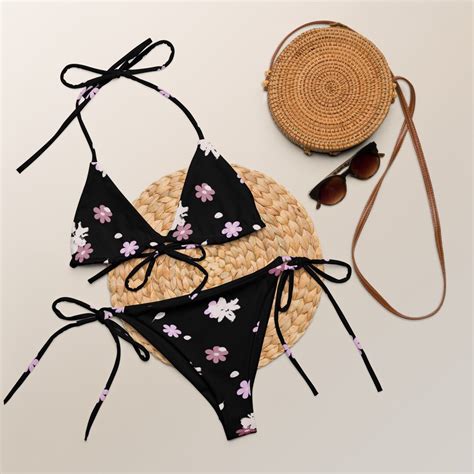 Ditsy Daisy Recycled String Bikini Set Daisy Sexy Swimsuit Floral