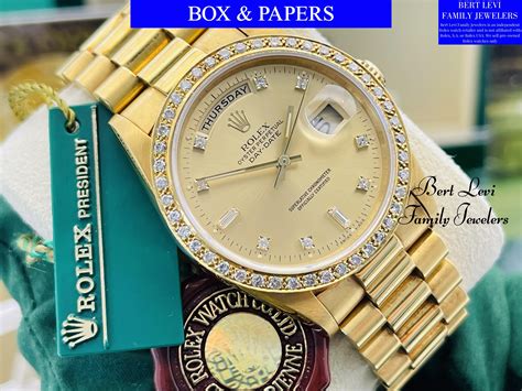 Rolex 18238 Box Papers Day Date President 18k Gold Diamond Watch 1989