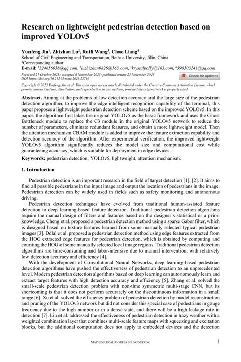 PDF Research On Lightweight Pedestrian Detection Based On Improved YOLOv5