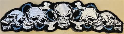 Skulls Crossbones Barbed Wire Wide Patch Embroidered Cool Ebay