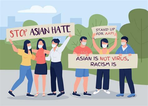 Stop Asian Hate Flat Color Vector Illustration 2468031 Vector Art At