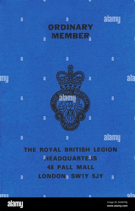 The Royal British Legion Membership Card 1967 Stock Photo - Alamy