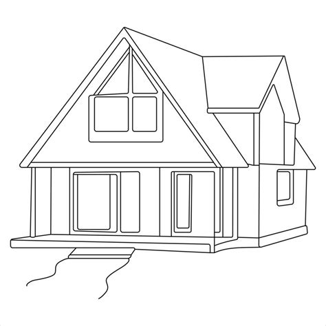 Continuous single line modern house art drawing vector style ...