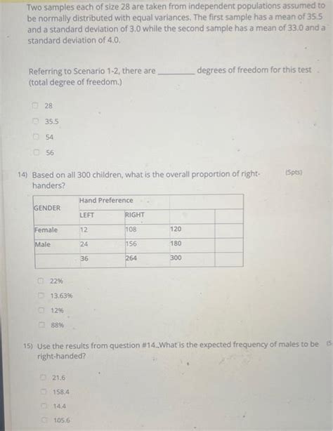 Solved Two Samples Each Of Size Are Taken From Chegg