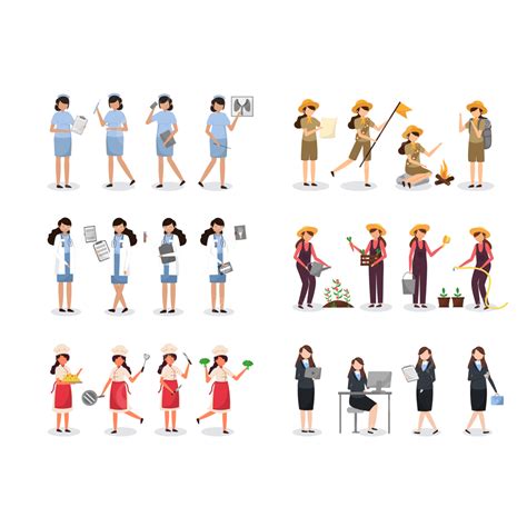 Woman Character Set Vector Hd Images Bundle Of Woman Character Sets