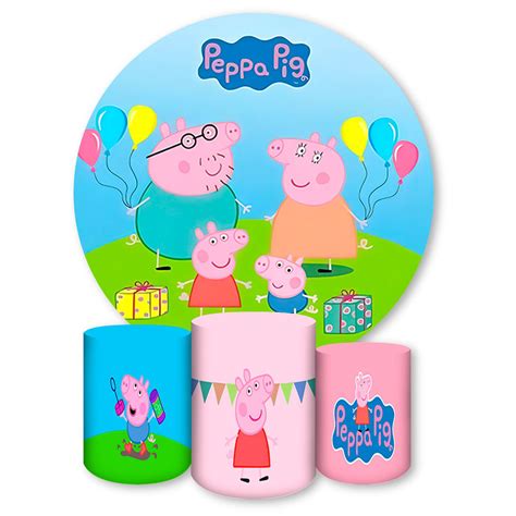 Capa Painel Trio Capas Cilindros Sublimados Tema Peppa Pig