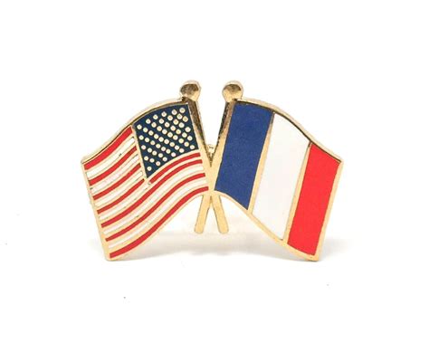 France And Usa Friendship Flags Lapel Pin I Love Dc Ts