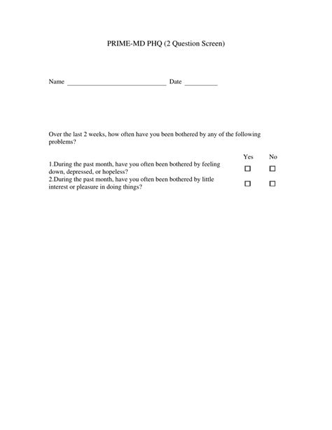 Prime Md Phq Form 2 Question Screen Fill Out Sign Online And