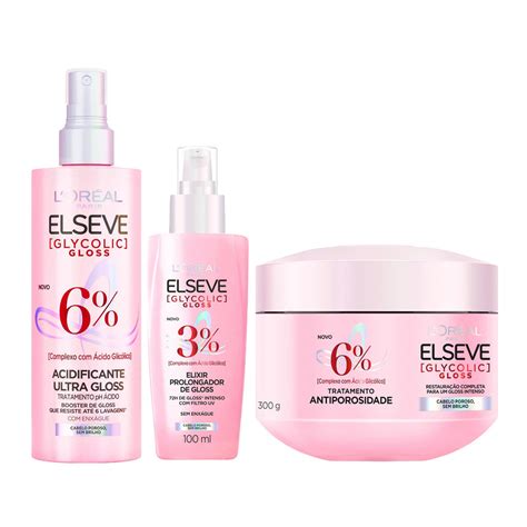 KIT ELSEVE GLYCOLIC GLOSS ACIDIFICANTE MASC SÉRUM LORÉAL Shopee