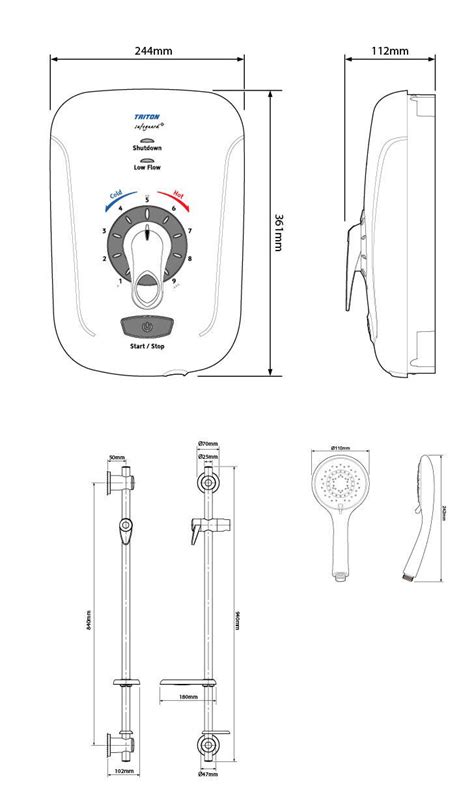 Triton Safeguard Electric Shower And Riser Victorian Uk