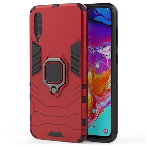 Samsung Galaxy A70 Hybrid Case With Ring Holder Red