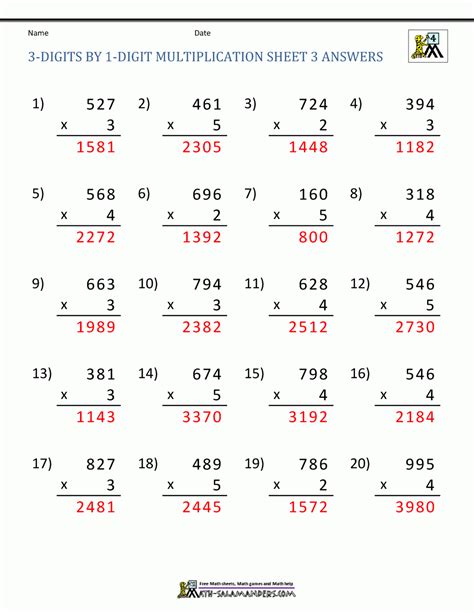 Column Multiplication Worksheets - Free Printable