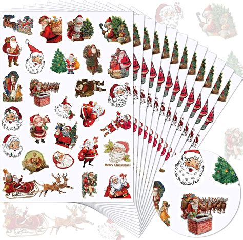 Amazon.com: Spiareal 12 Sheets Vintage Christmas Stickers for ...