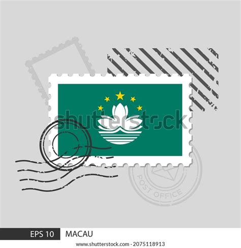 Macau Flag Postage Stamp Isolated Vector Stock Vector Royalty Free