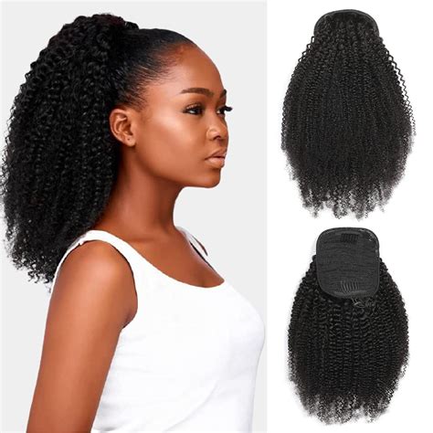 Amazon Afro Puff Drawstring Ponytail Human Hair 4C Afro Kinky