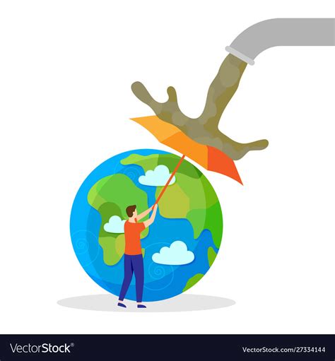 Stop Pollution Earth Care Save Globe Flat Vector Image