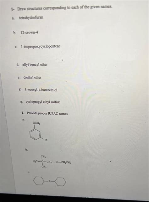 Solved 1 Draw Structures Corresponding To Each Of The Given