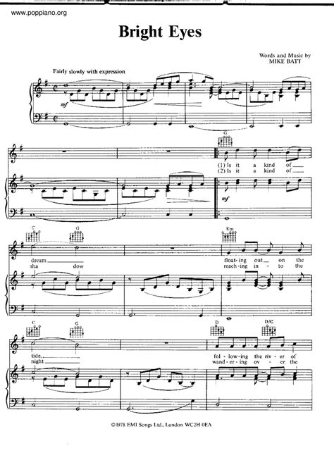 Bright Eyes Sheet Music Piano Score Free Pdf Download Hk Pop Piano Academy