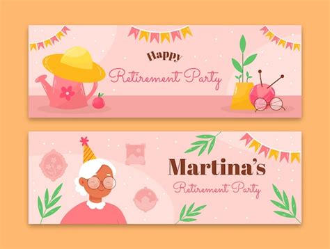 vector hand drawn retirement party horizontal banner template
