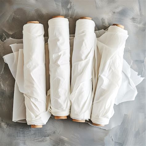 Premium Photo | Three clean white cotton fabric rolls in layout rolls ...