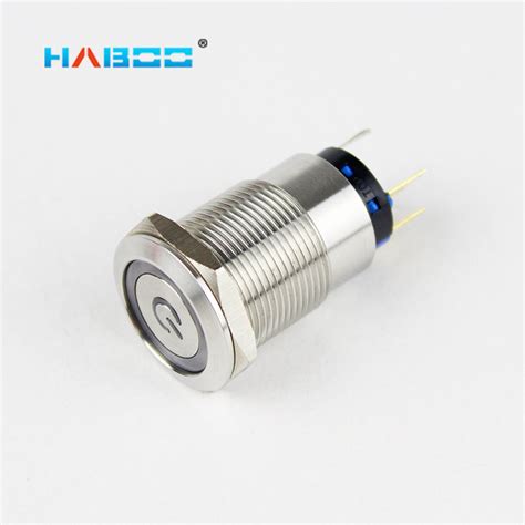 Haboo 19mm Momentary Power Symbol Head Ring Illumination Metal Push