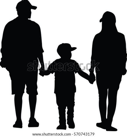 Full Length Silhouette Vector Black Family Stock Vector 558009379 ...