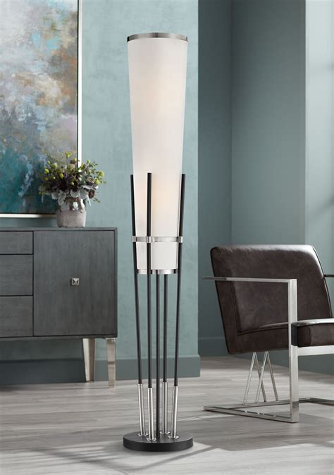 Possini Euro Design Modern Torchiere Floor Lamp 64 Tall Satin Black