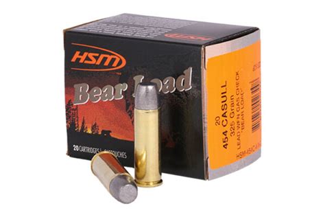 Hsm Bear Ammunition 454 Casull 325 Grain Lead Wide Flat Nose Gas Check