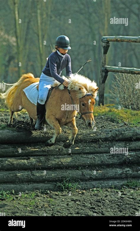 Horse Riding on a Poney Stock Photo - Alamy