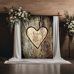 Rustic Wood Wedding Backdrop Woodland Wedding Tree Heart Enchanted