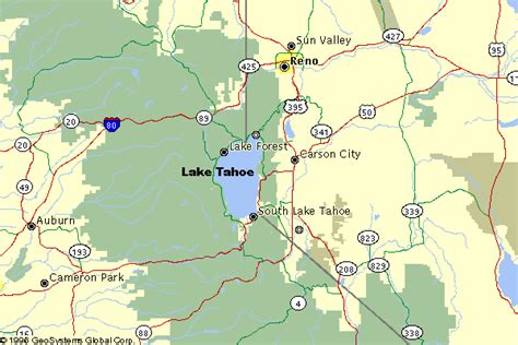 Map Of Lake Tahoe And Surrounding Areas - Maping Resources