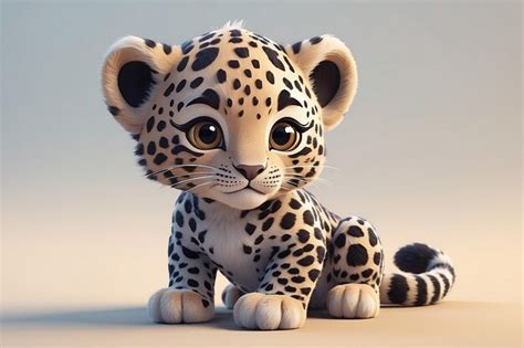 Premium Photo A Cute Adorable Baby Leopard Rendered In The Style Of