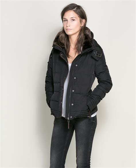 Zara Short Puffer Jacket In Black Lyst