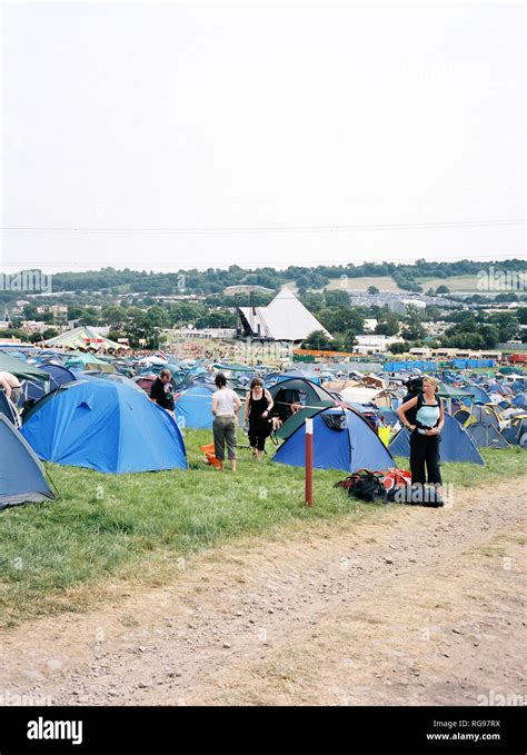 Pyramid stage at the Glastonbury Festival 2005 Stock Photo - Alamy