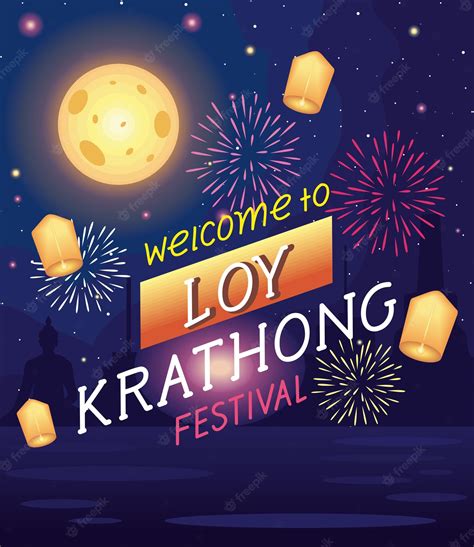 Premium Vector Loy Krathong Festival Postcard