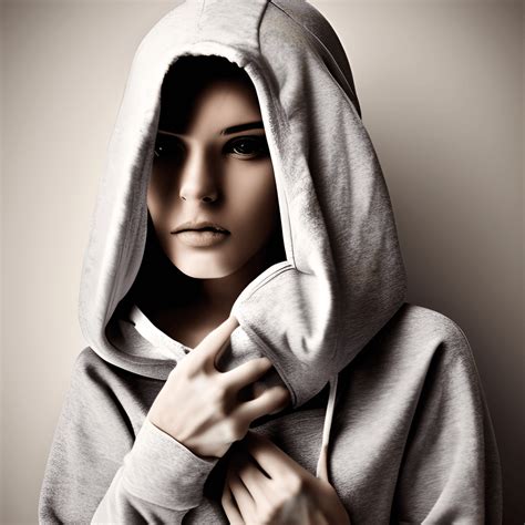 Beautiful Mysterious Woman in a Hoodie · Creative Fabrica