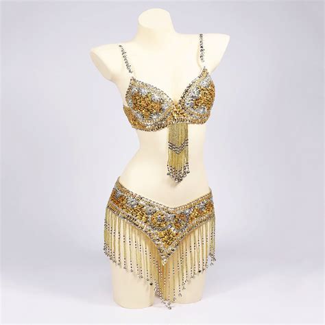 Belly Dancers Beaded Bra And Belt Set Belly Dance Costume Set With Bel