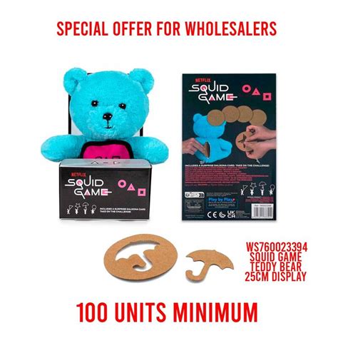 Squid Game Teddy Bear 25cm Display Market Plush 2024