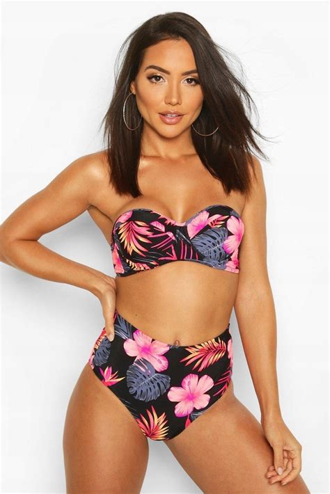 B32W032 WZORZYSTY KOMPLET BIKINI KWIATY BOOHOO 42 13762809668