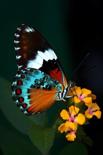 Una Mariposa Con Manchas Rojas Y Negras En Las Alas Est Sobre Una Flor