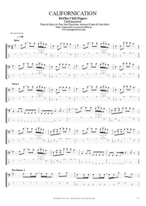 Guitar Chords For Californication Californication Red Hot Chili