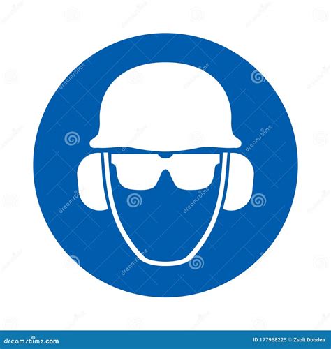 Safety Helmet Glasses And Ear Protection Must Be Worn Standard Iso