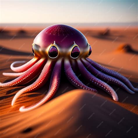 Premium AI Image | A purple octopus with a round light in the background