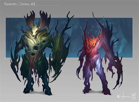 Artstation Earth Elementals Björn Jonasson Creature Concept Art